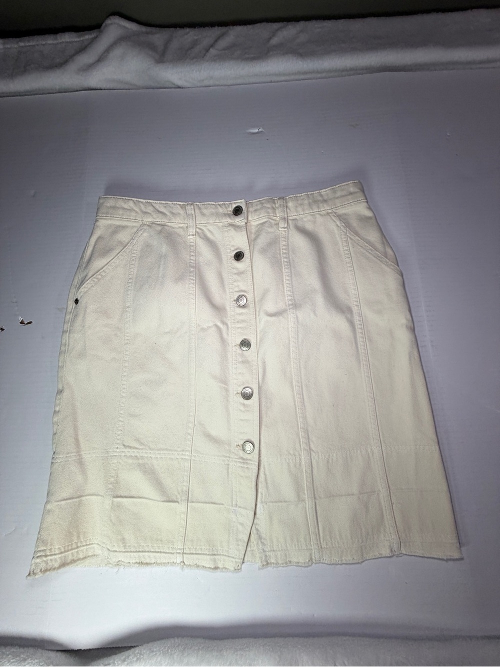 Lauren Ralph Lauren Cream Button-Front Denim Mini Skirt